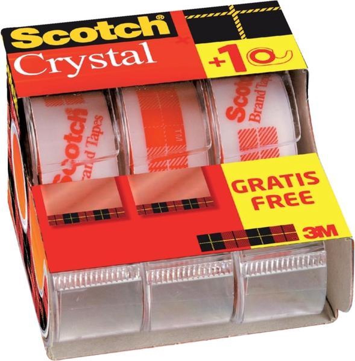 Scotch Plakband Crystal Tape, Ft 19 Mm X 15 M, Doos Van 2 + 1 Stuk Gratis