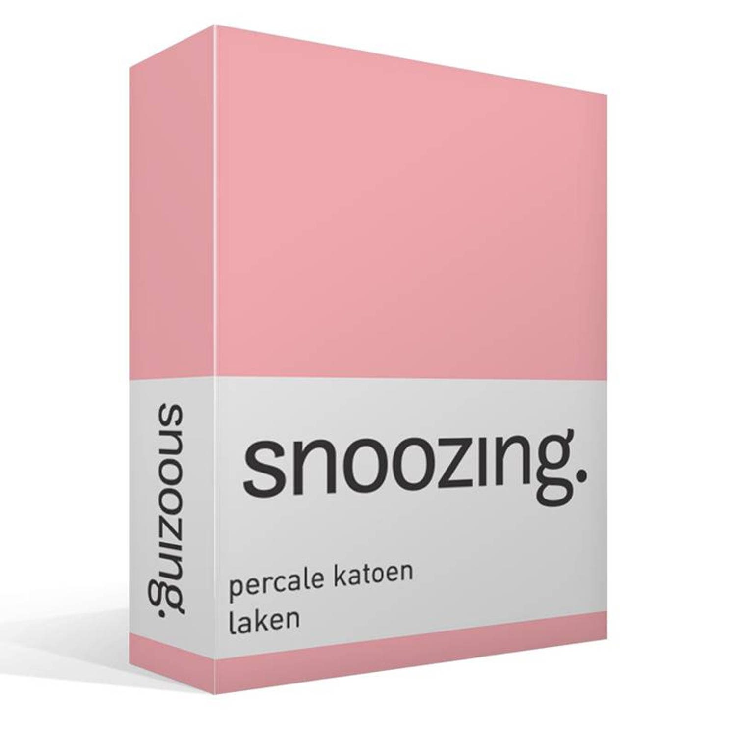 Snoozing - Laken - Lits-jumeaux - Percale Katoen - 280x300 - - Roze