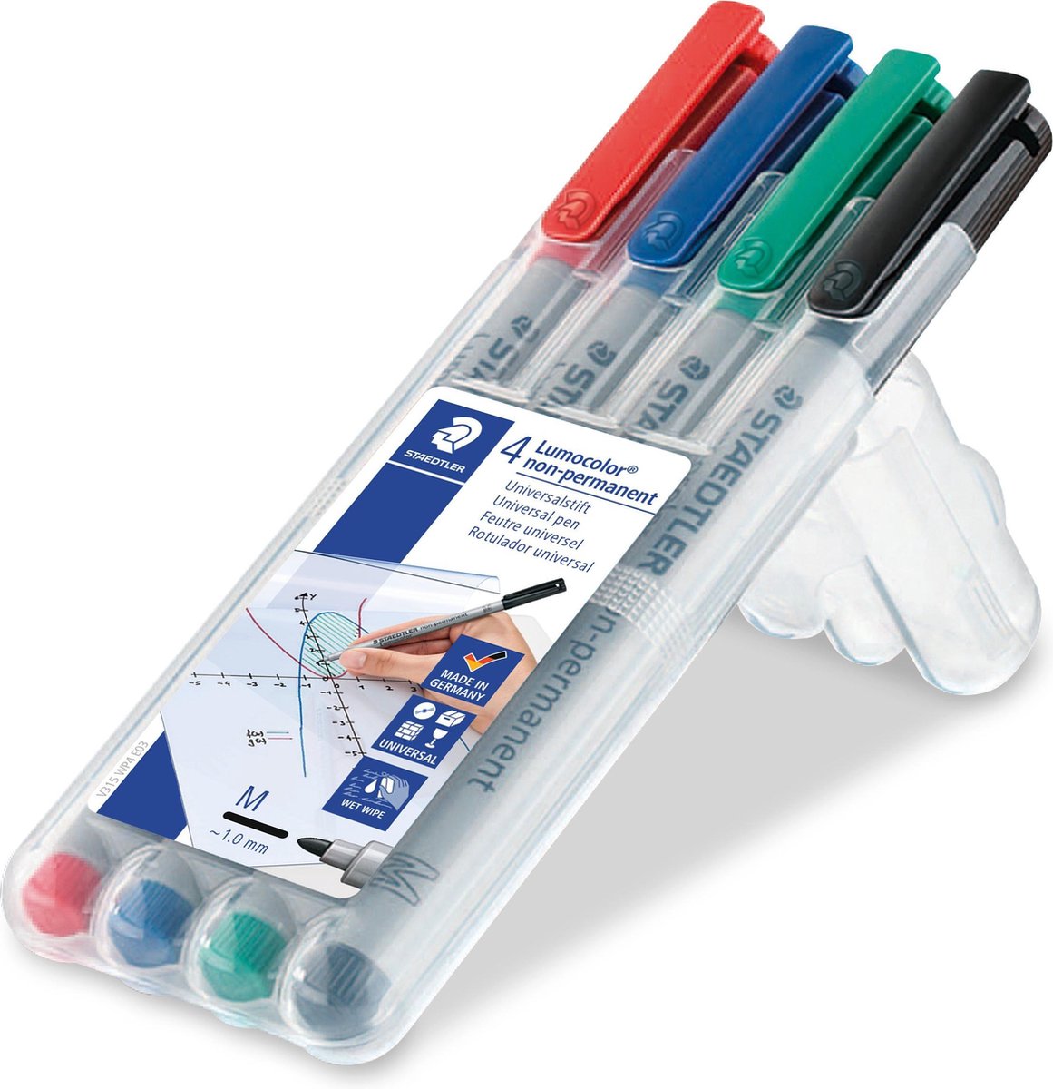 Staedtler Ohp-marker Lumocolor Non-permanent Geassorteerde Kleuren, Box Met 4 Stuks, Medium 1 Mm