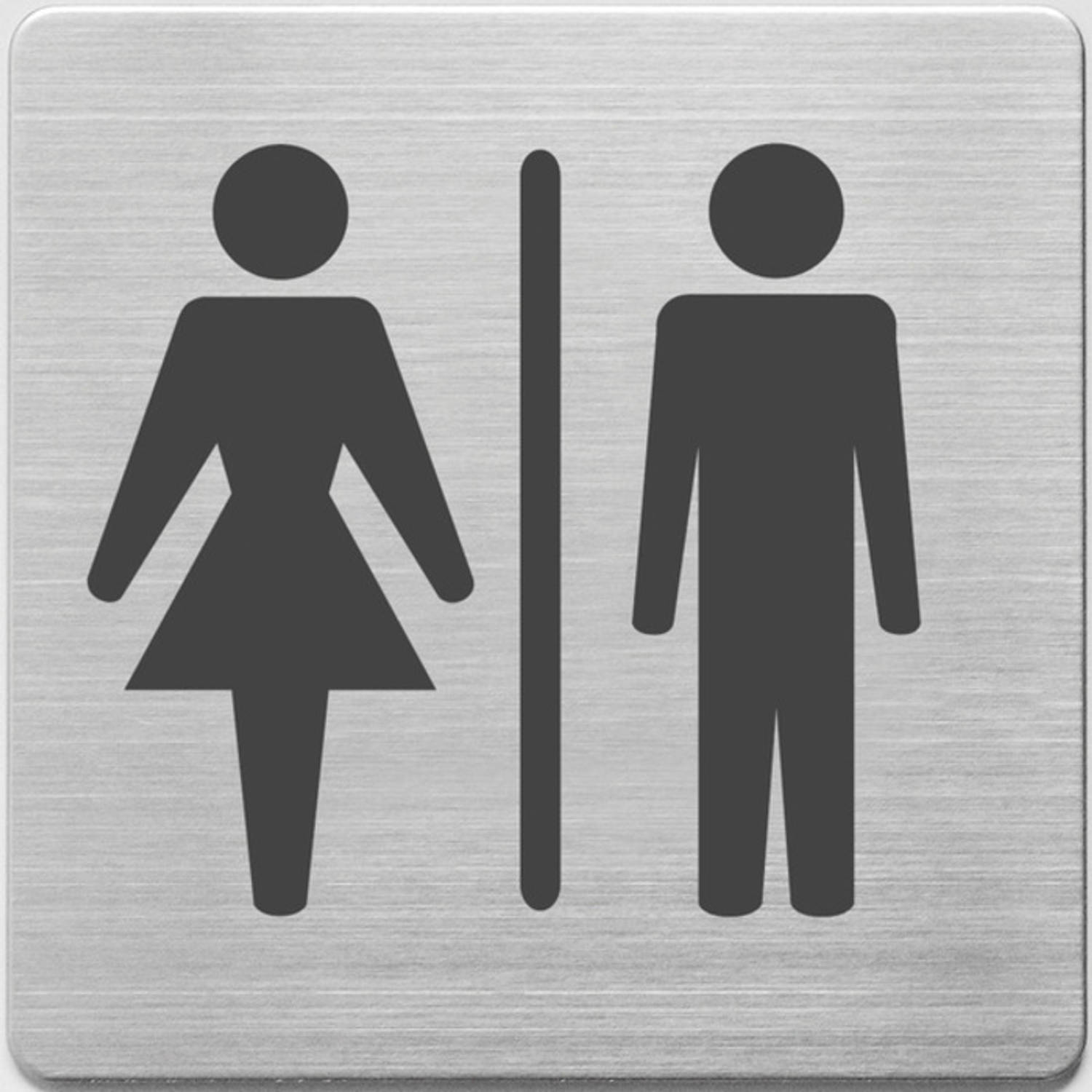 Pictogram Alco Rvs 90x90x1mm - Wc Dames En Heren - - Blanco