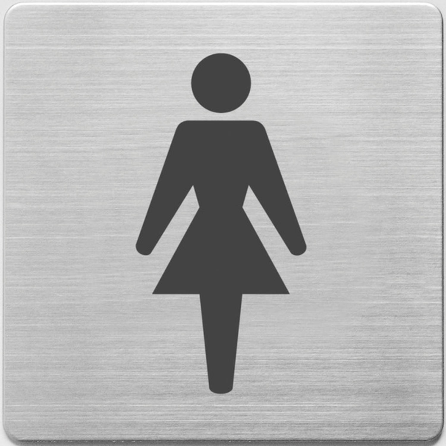 Pictogram Alco Rvs 90x90x1mm - Wc Dames - - Blanco