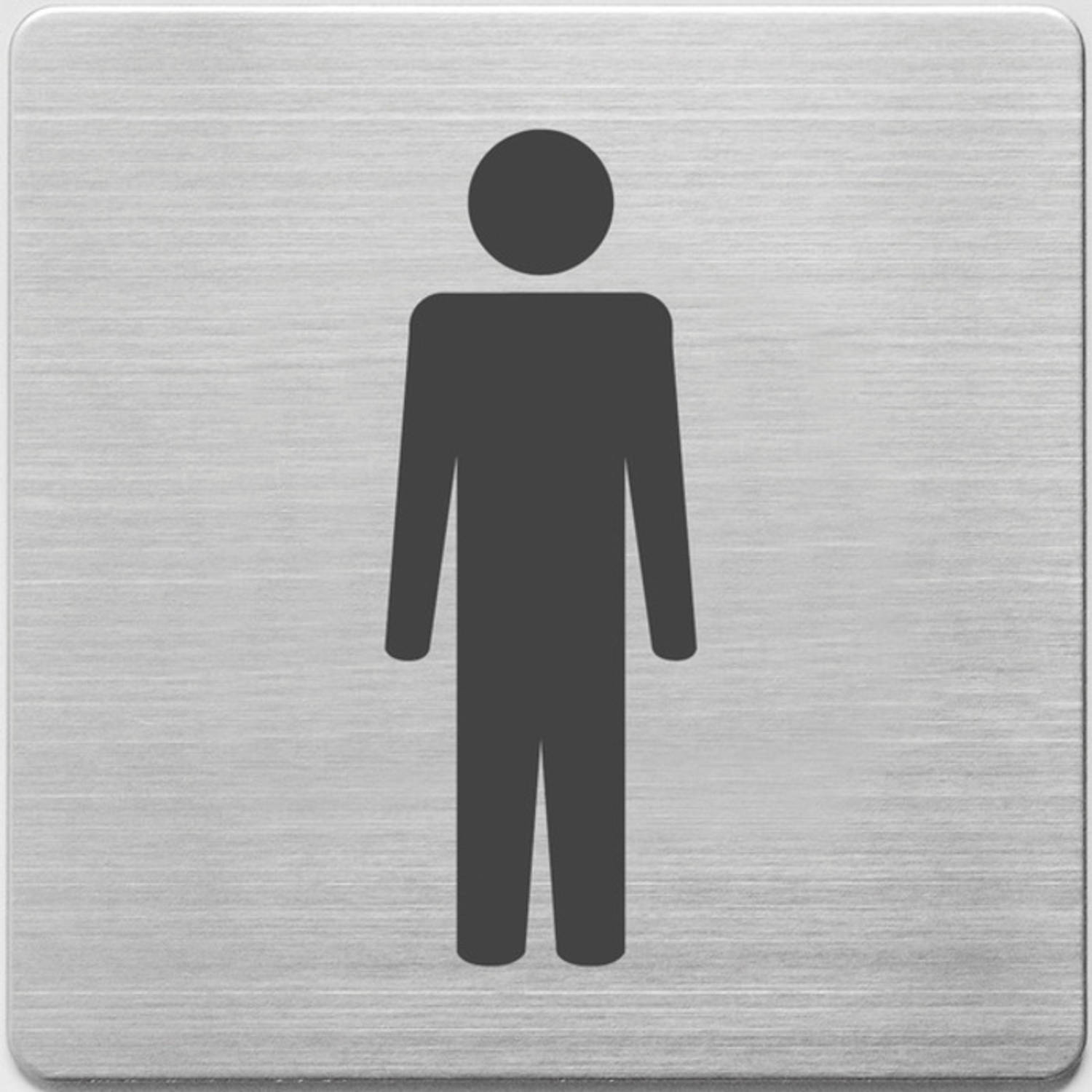 Pictogram Alco Rvs 90x90x1mm - Wc Mannen - - Wit