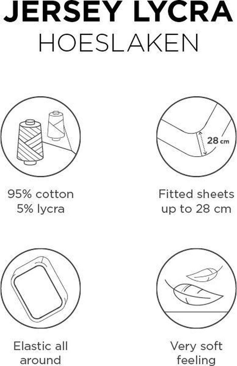Beddinghouse Jersey Lycra Hoeslaken - 95% Gebreide Katoen - 5% Lycra - 1-persoons (70/80x200/220 Cm) - White - Wit