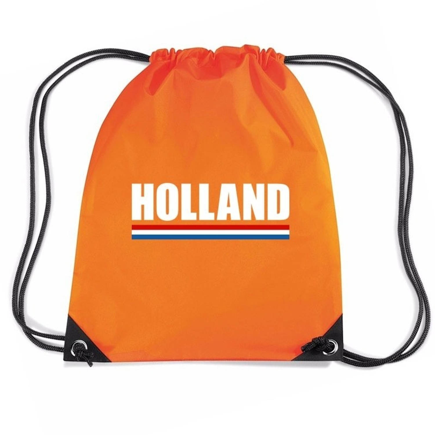 Bellatio Decorations Nylon Rijgkoord Rugzak/ Sporttas Holland Supporter - Oranje