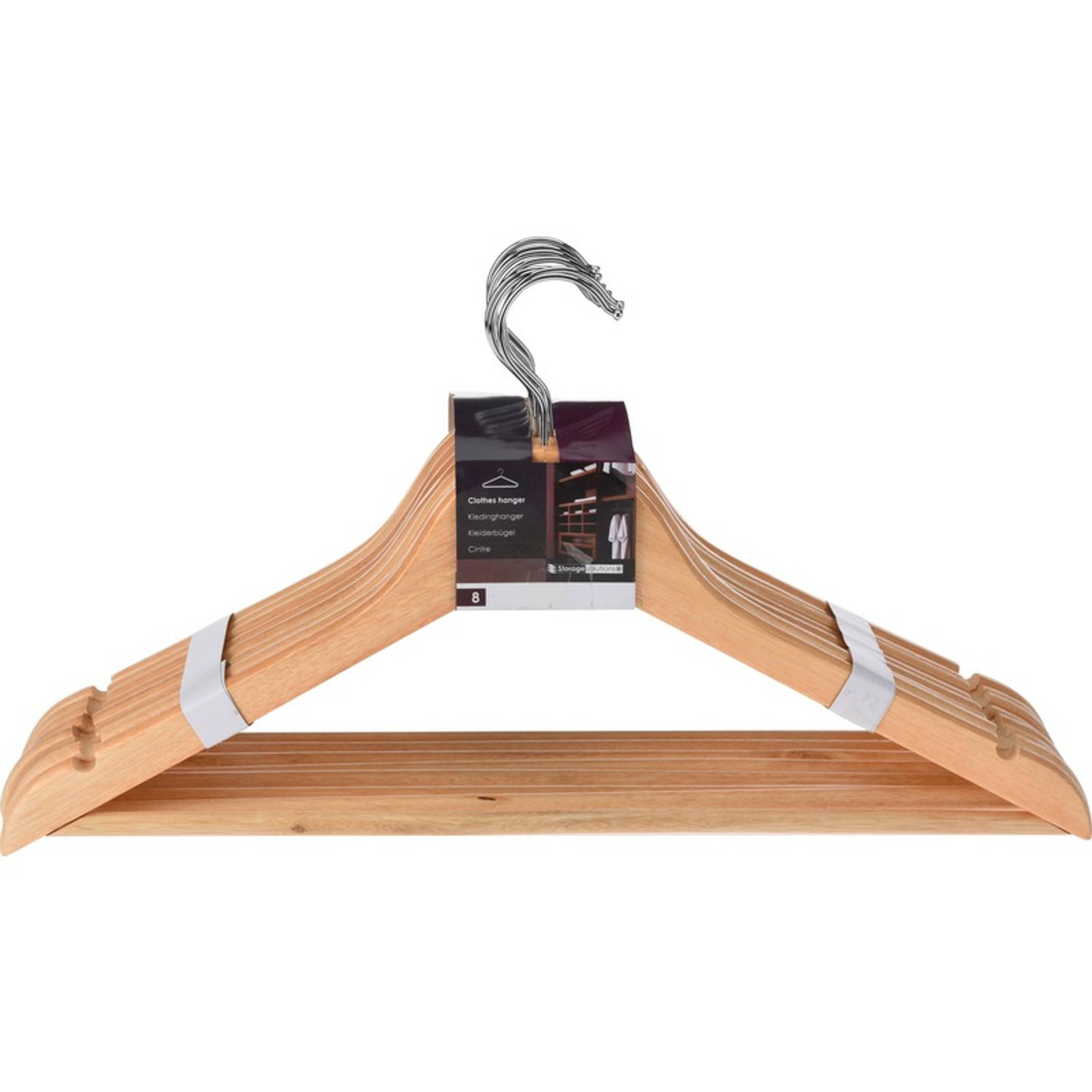 8 Luxe Houten Kledinghangers - 8 Houten Klerenhangers - Bruin