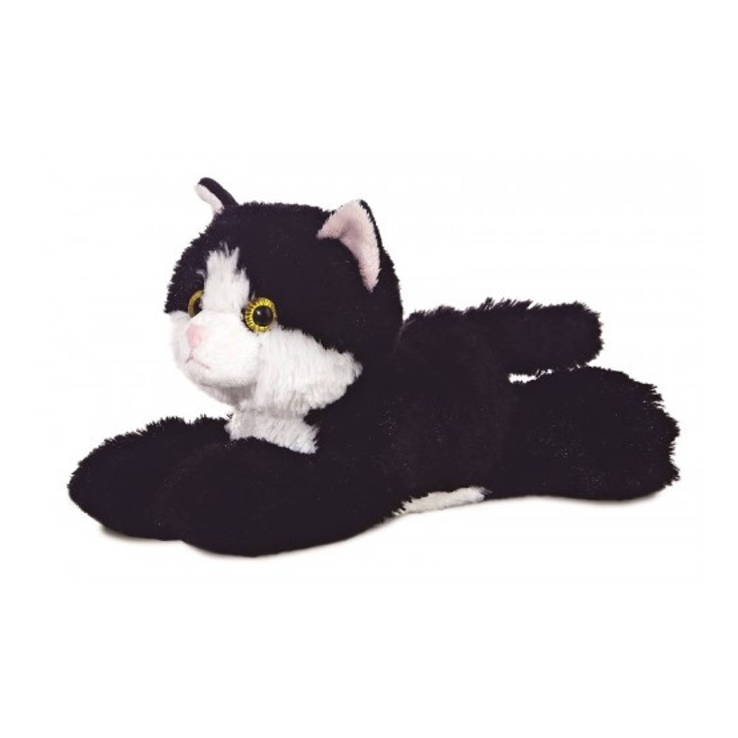 Aurora Knuffel Mini Flopsie Maynard-wit Kat 20,5 Cm - Zwart