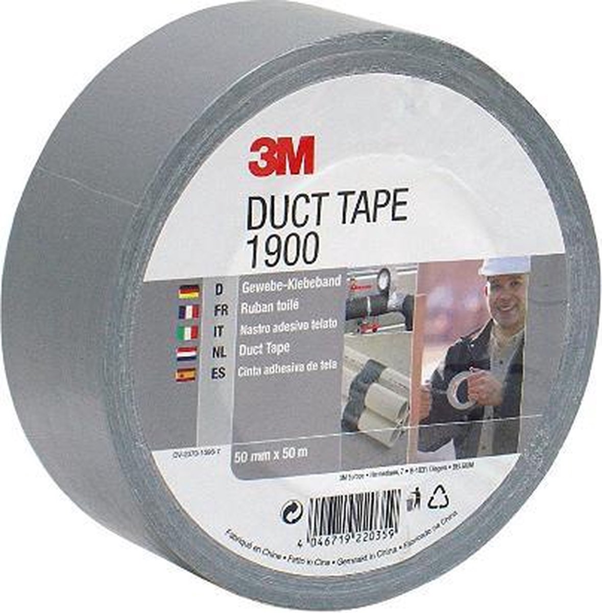 3M™ Duct Tape 1900, Ft 50 Mm X 50 M, Zilver - Wit