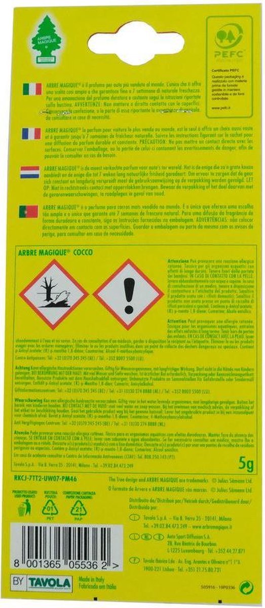 Wonderboom Arbre Magique Luchtverfrisser 12 X 7 Cm Cocos/bruin - Geel