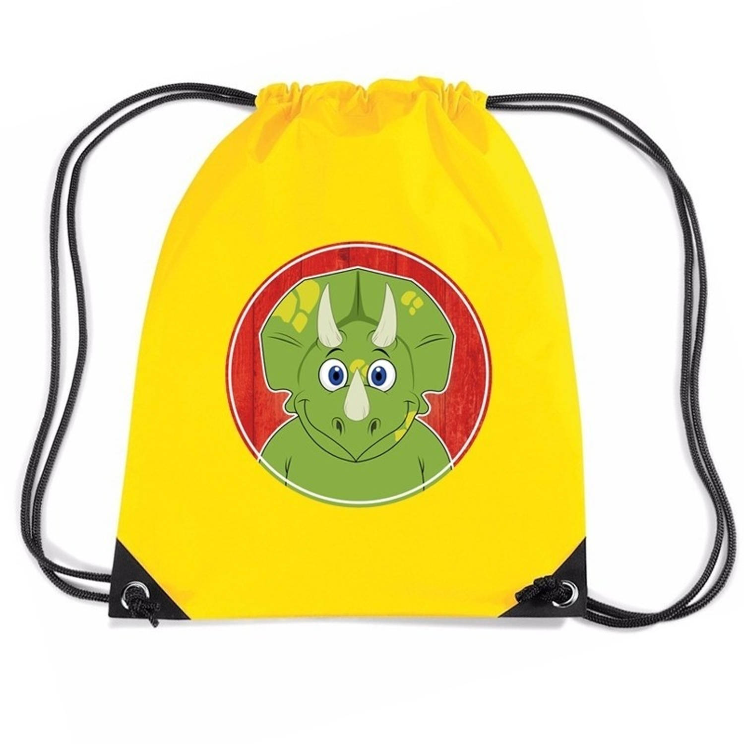 Bellatio Decorations Dinosaurus Rijgkoord Rugtas / Gymtas 11 Liter - Voor Kinderen - Geel