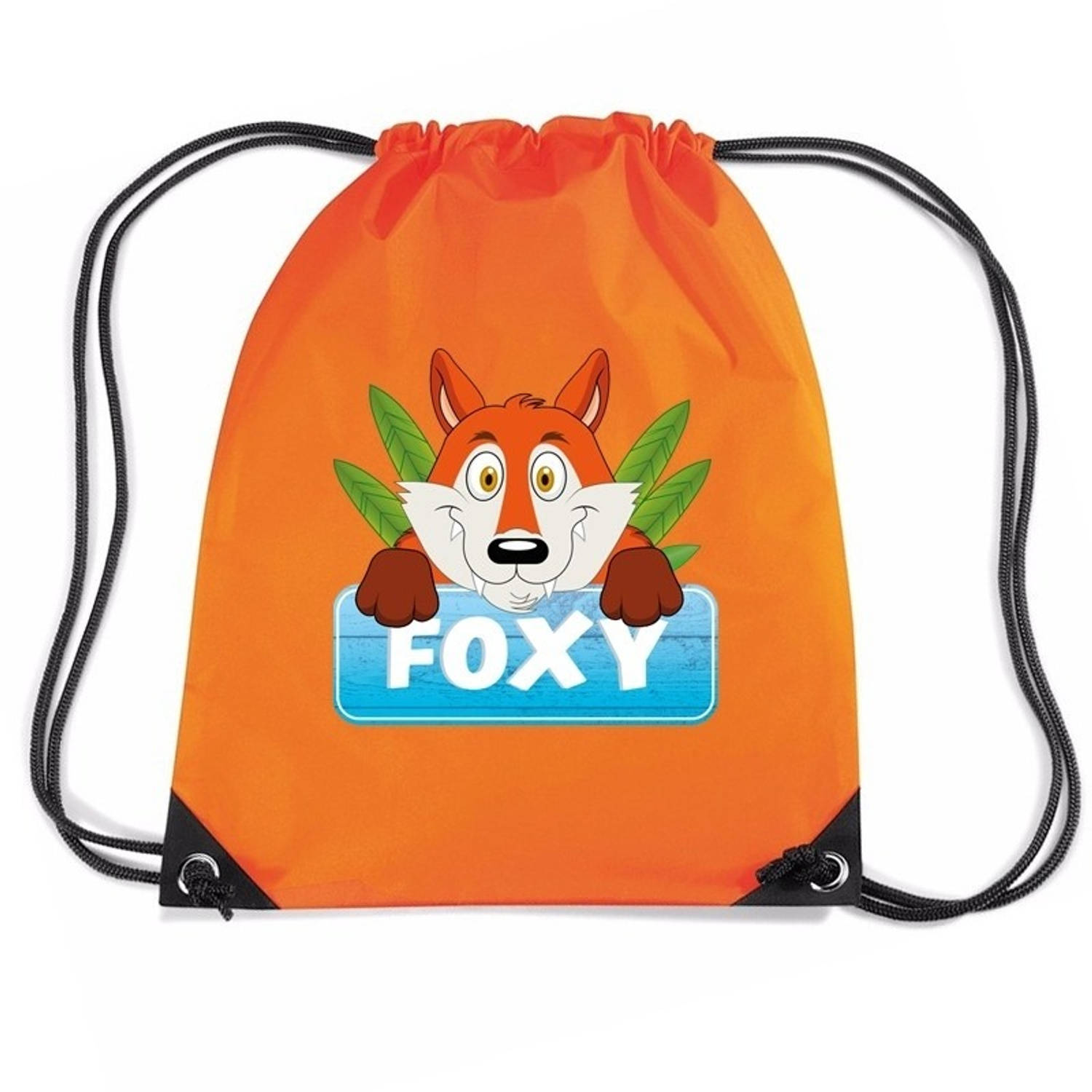 Bellatio Decorations Foxy De Vos Rijgkoord Rugtas / Gymtas 11 Liter - Voor Kinderen - Oranje