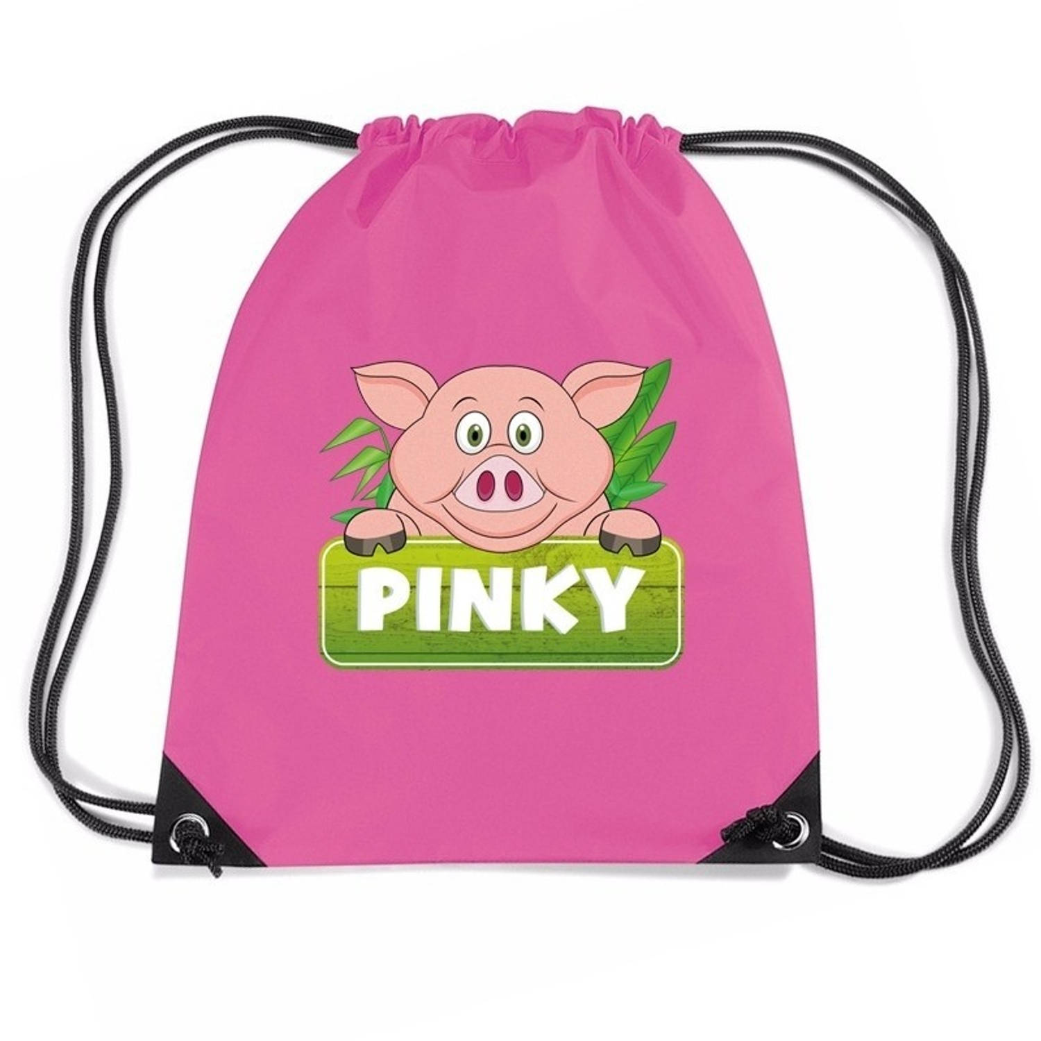 Bellatio Decorations Pinky The Pig Varkens Rijgkoord Rugtas / Gymtas 11 Liter - Voor Kinderen - Roze