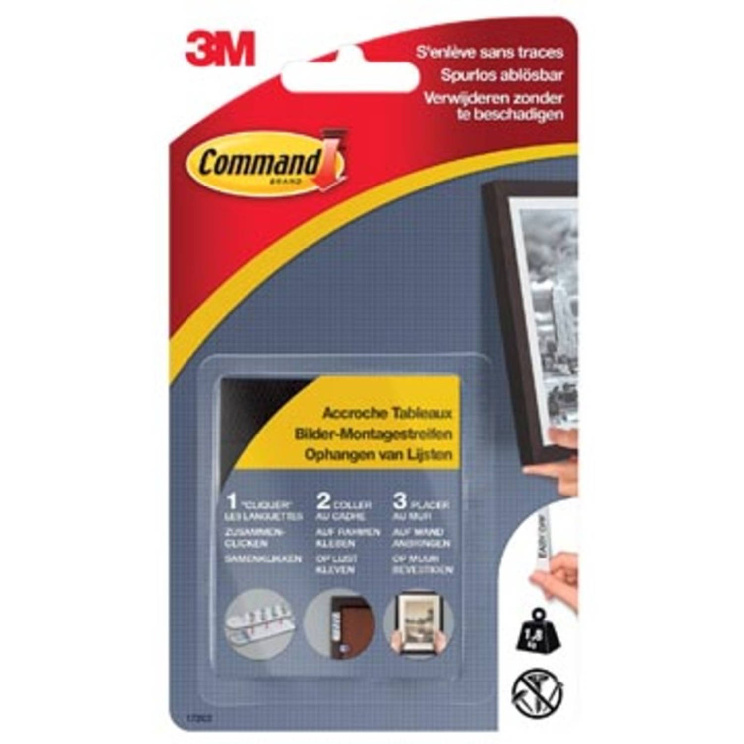 Command Fotolijststrip, Small, Draagvermogen 1,8 Kg,, Blister Van 8 Stuks - Zwart