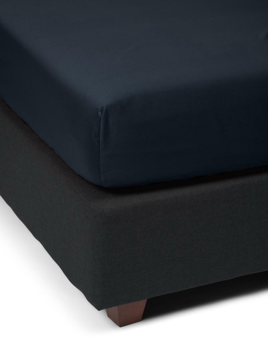 Essenza Satin Hoeslaken - 100% Katoen-satijn - 1-persoons (80x200 Cm) - Nightblue - Blauw