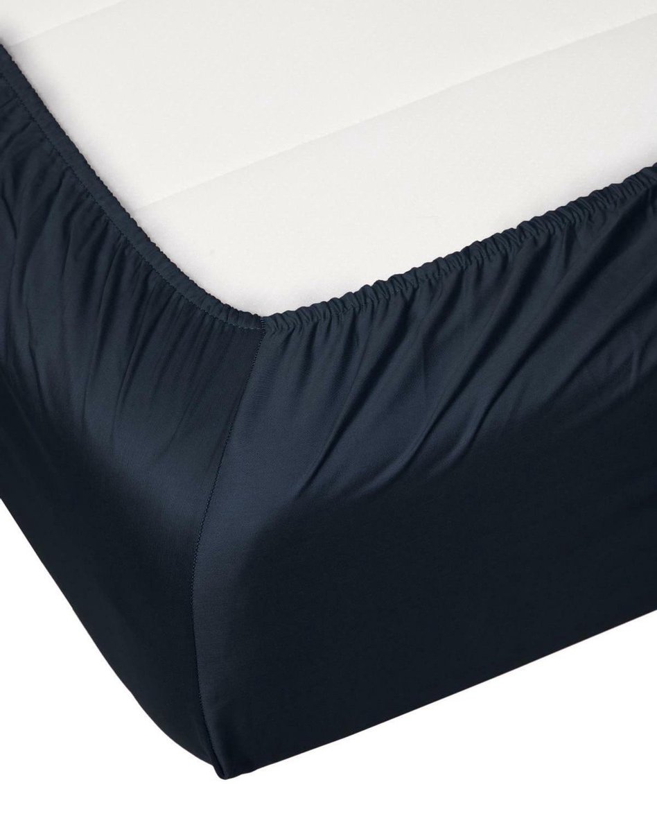 Essenza Satin Hoeslaken - 100% Katoen-satijn - 1-persoons (80x200 Cm) - Nightblue - Blauw