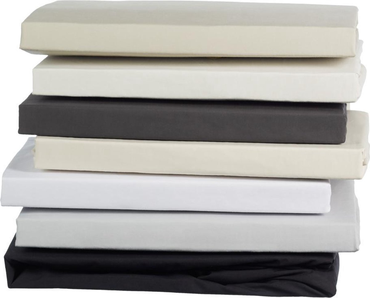 Beddinghouse Percale Katoen Topper Hoeslaken - 100% Percale Katoen - Lits-jumeaux (160x210/220 Cm) - Off White - Wit