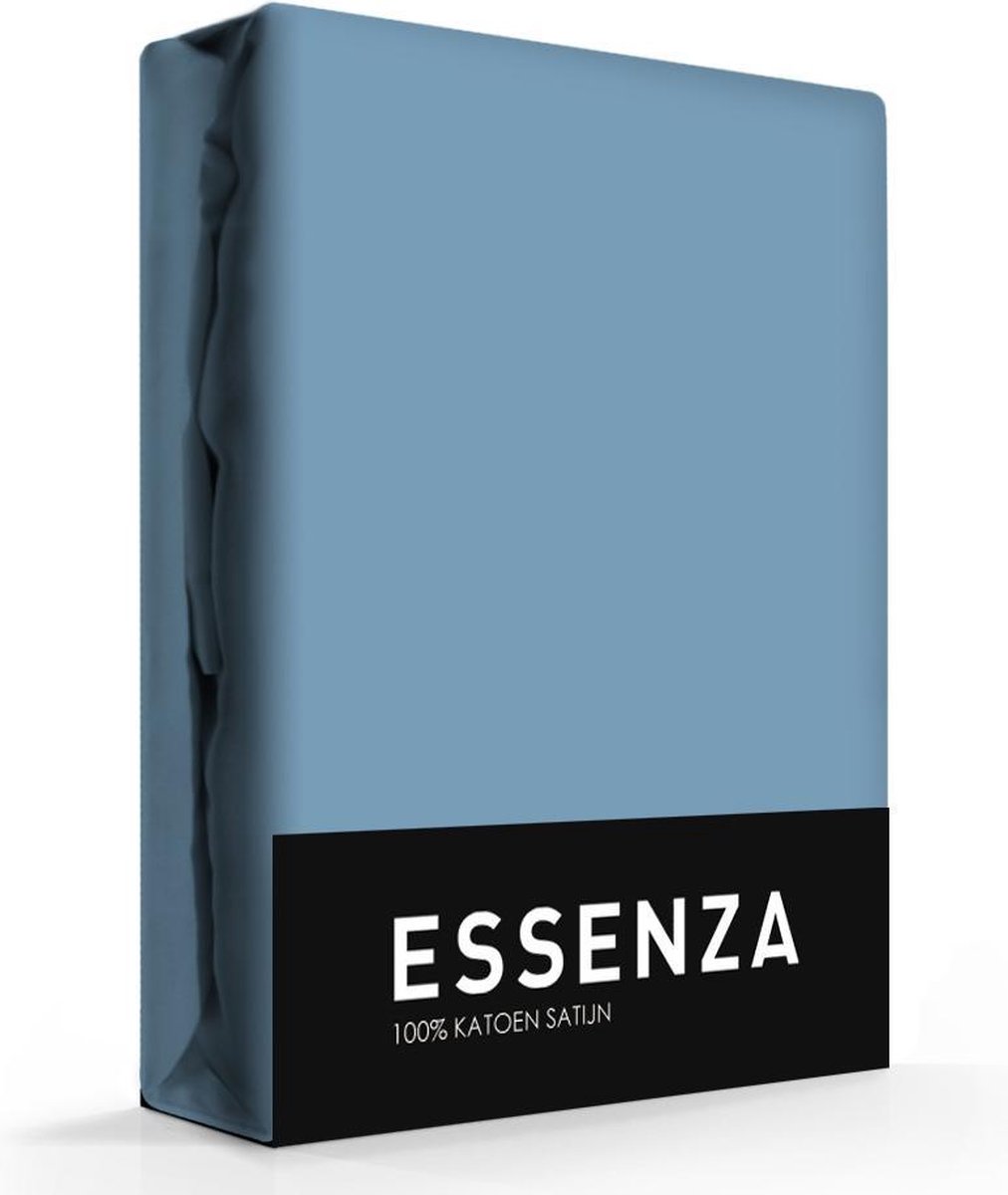 Essenza Satin Hoeslaken - 100% Katoen-satijn - 2-persoons (140x200 Cm) - Stone Blue - Blauw