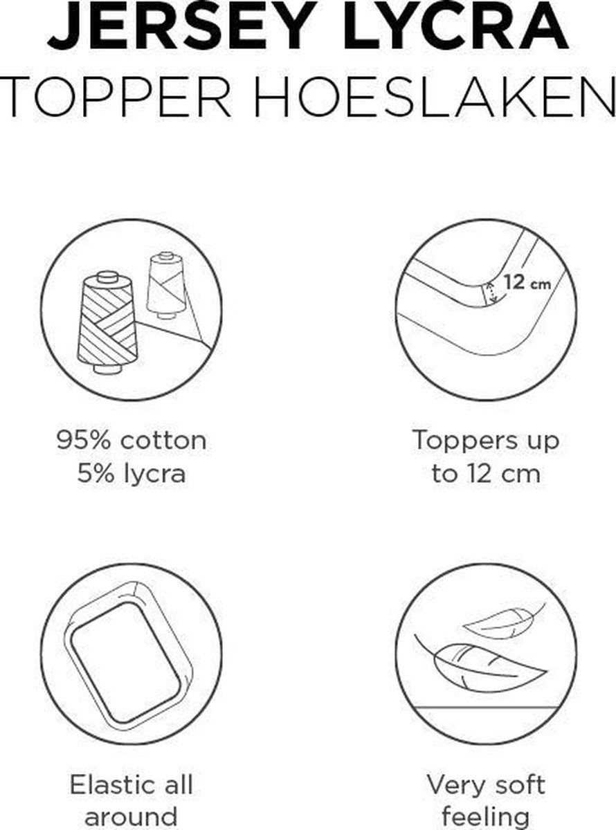Beddinghouse Jersey Lycra Topper Hoeslaken - 95% Gebreide Katoen - 5% Lycra - 2-persoons (140/160x200/220 Cm) - - Grijs