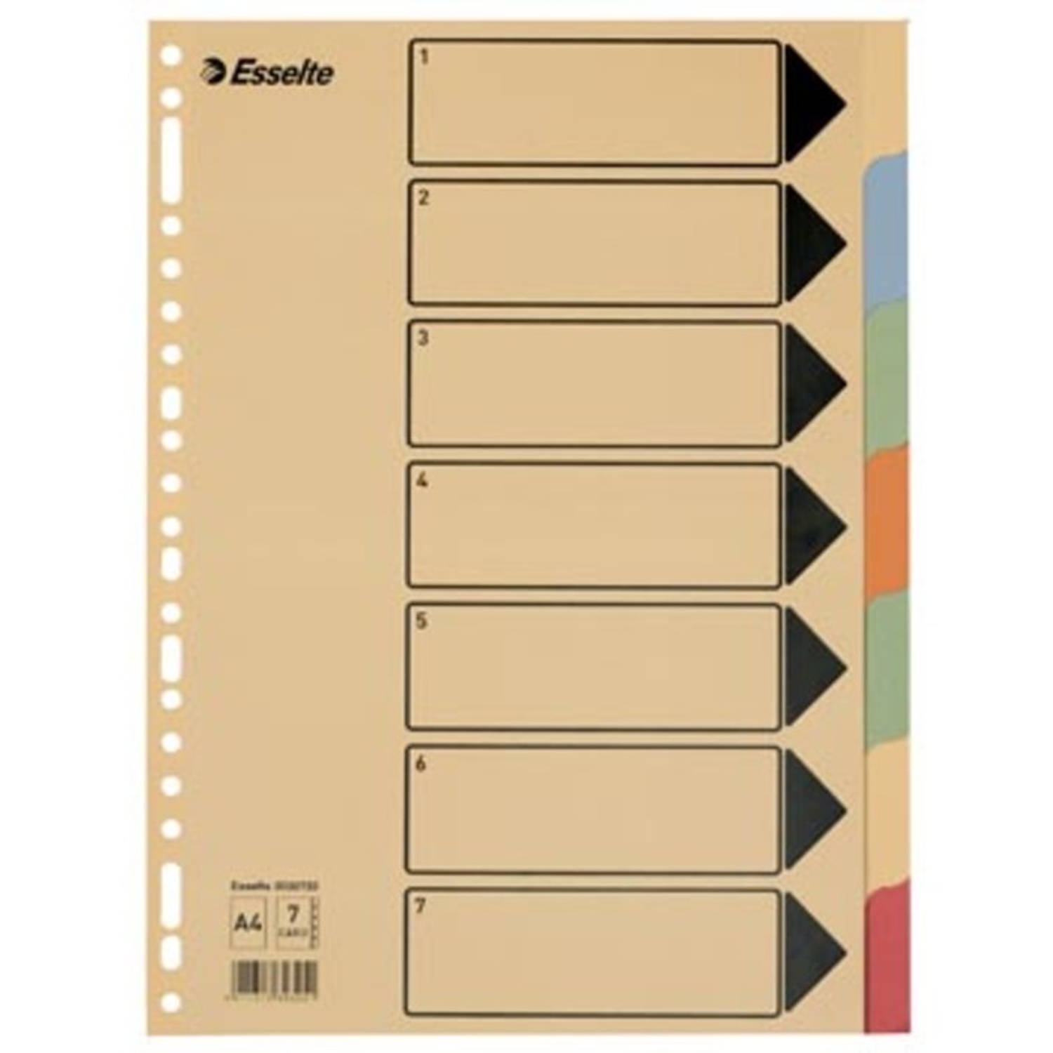 Esselte Tabbladen Voor Ft A4 Karton 7 Tabs 23 Perforatiegaten