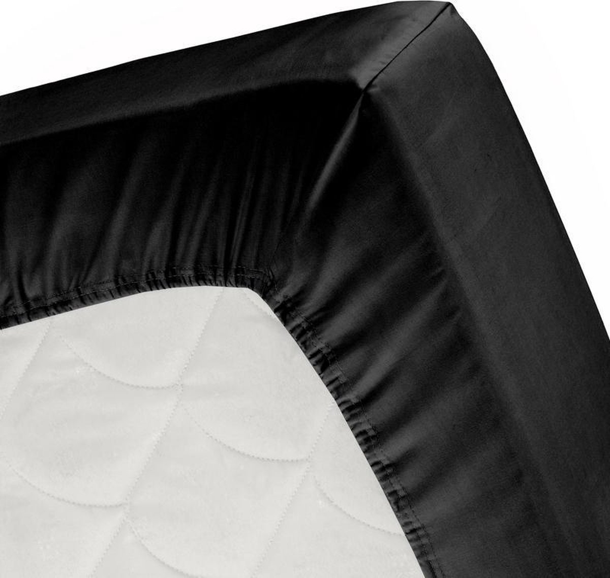 Damai Hoeslaken Satijn Black-160 X 200 Cm - Zwart