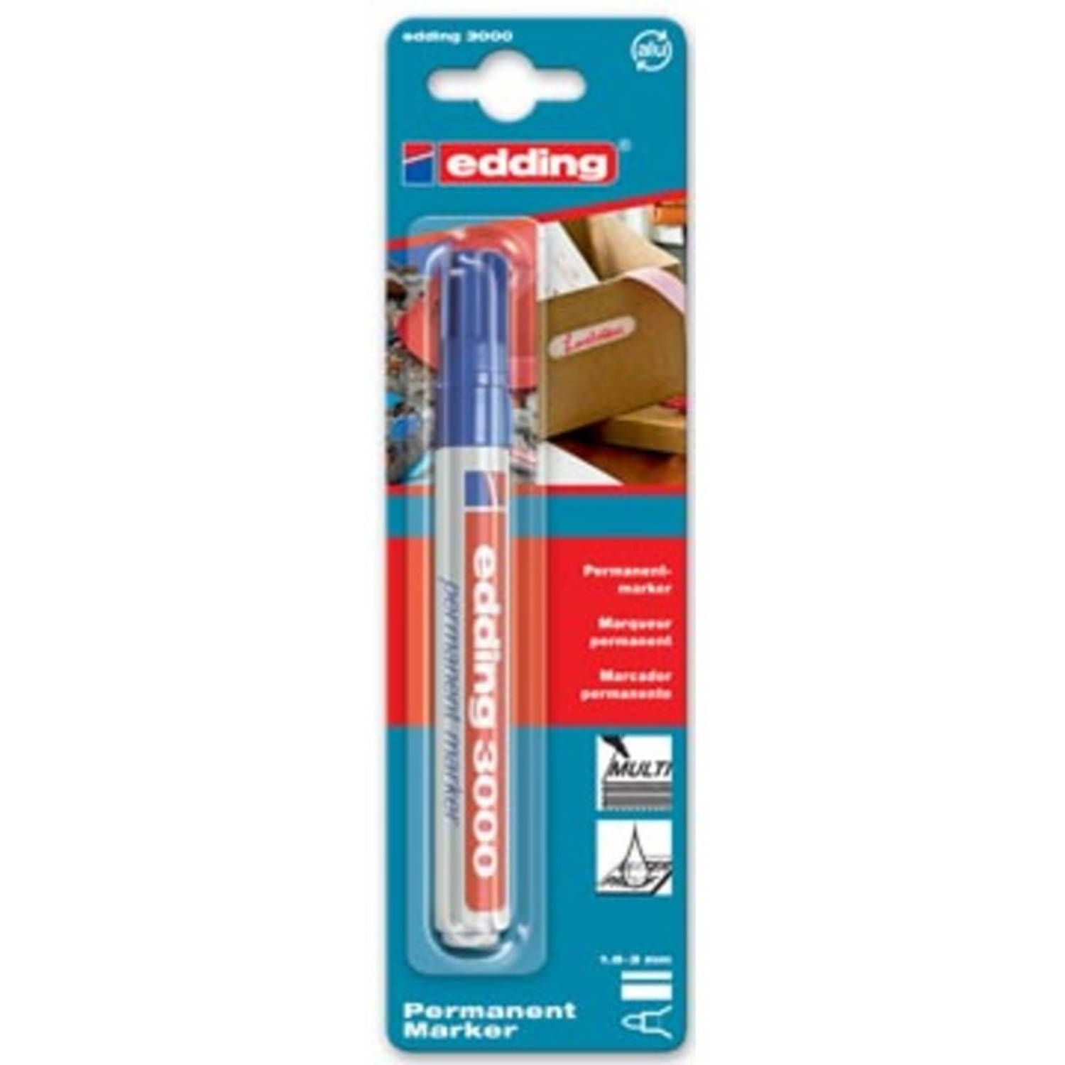 Edding Permanent Marker 3000, Op Blister - Blauw