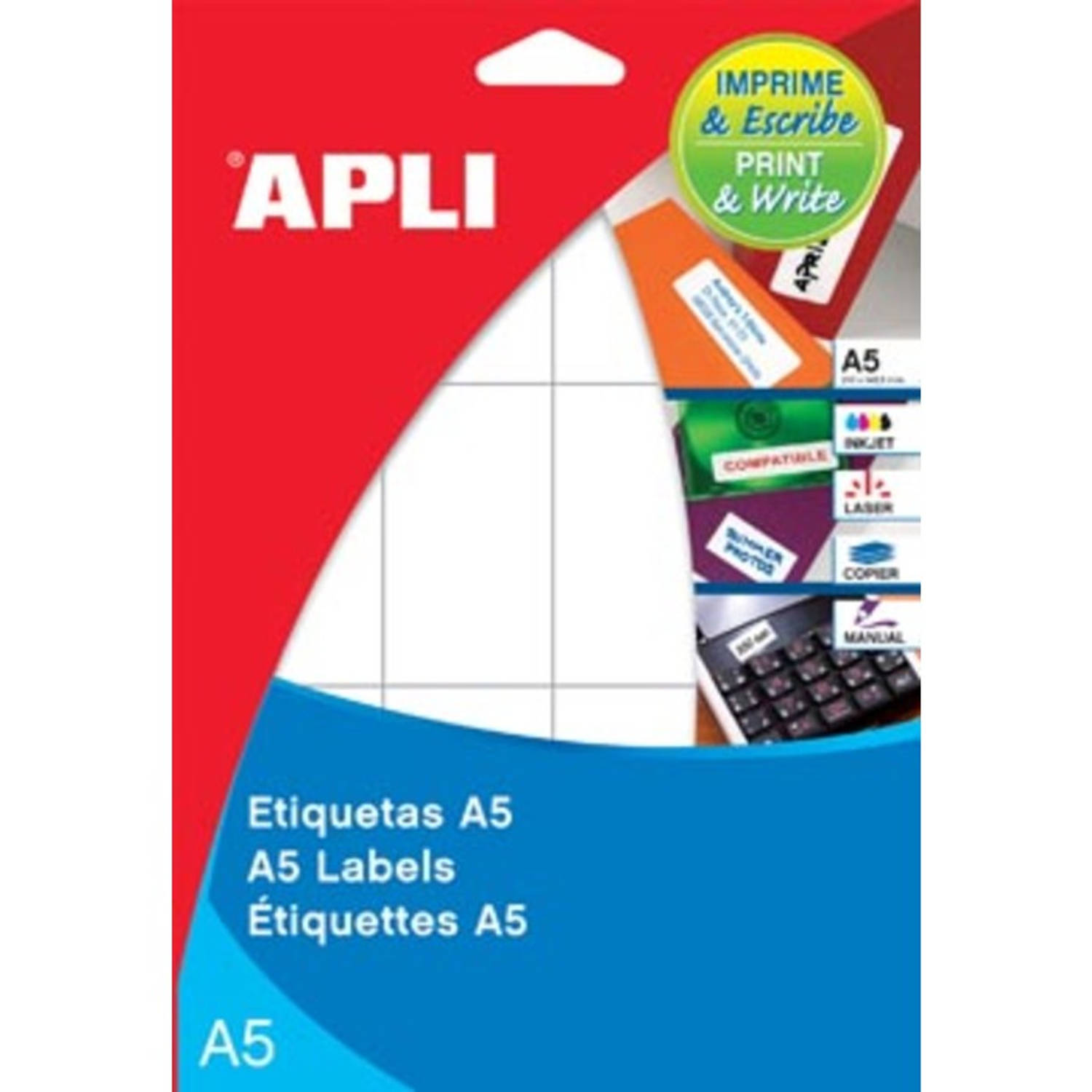 Aplite Etiketten Print & Write Ft 22 X 32 Mm (B X H),540 Stuks, 36 Per Blad (1869) - Wit