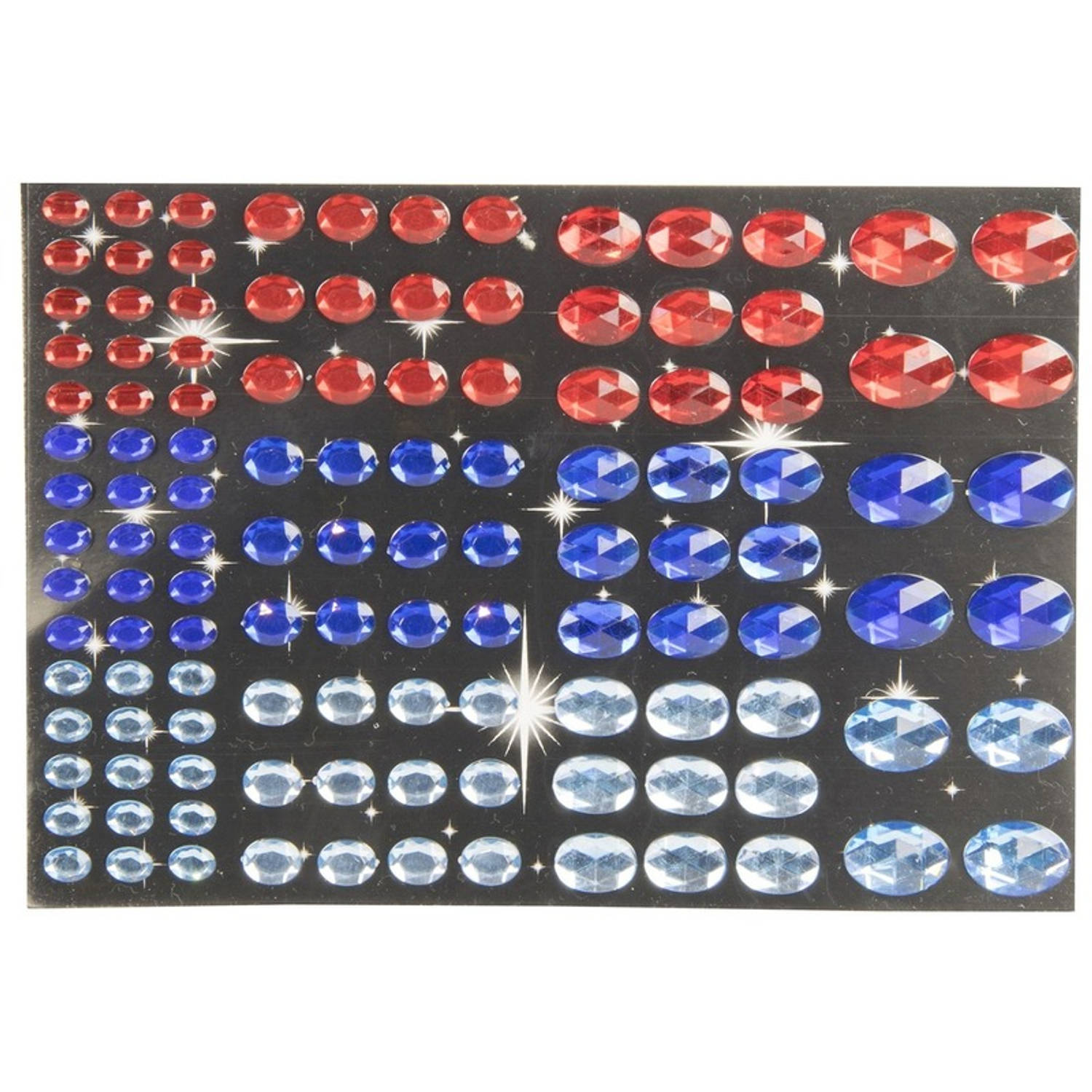 Ovale Diamant Strass Stickertjes Rood En 120 Stuks - Blauw