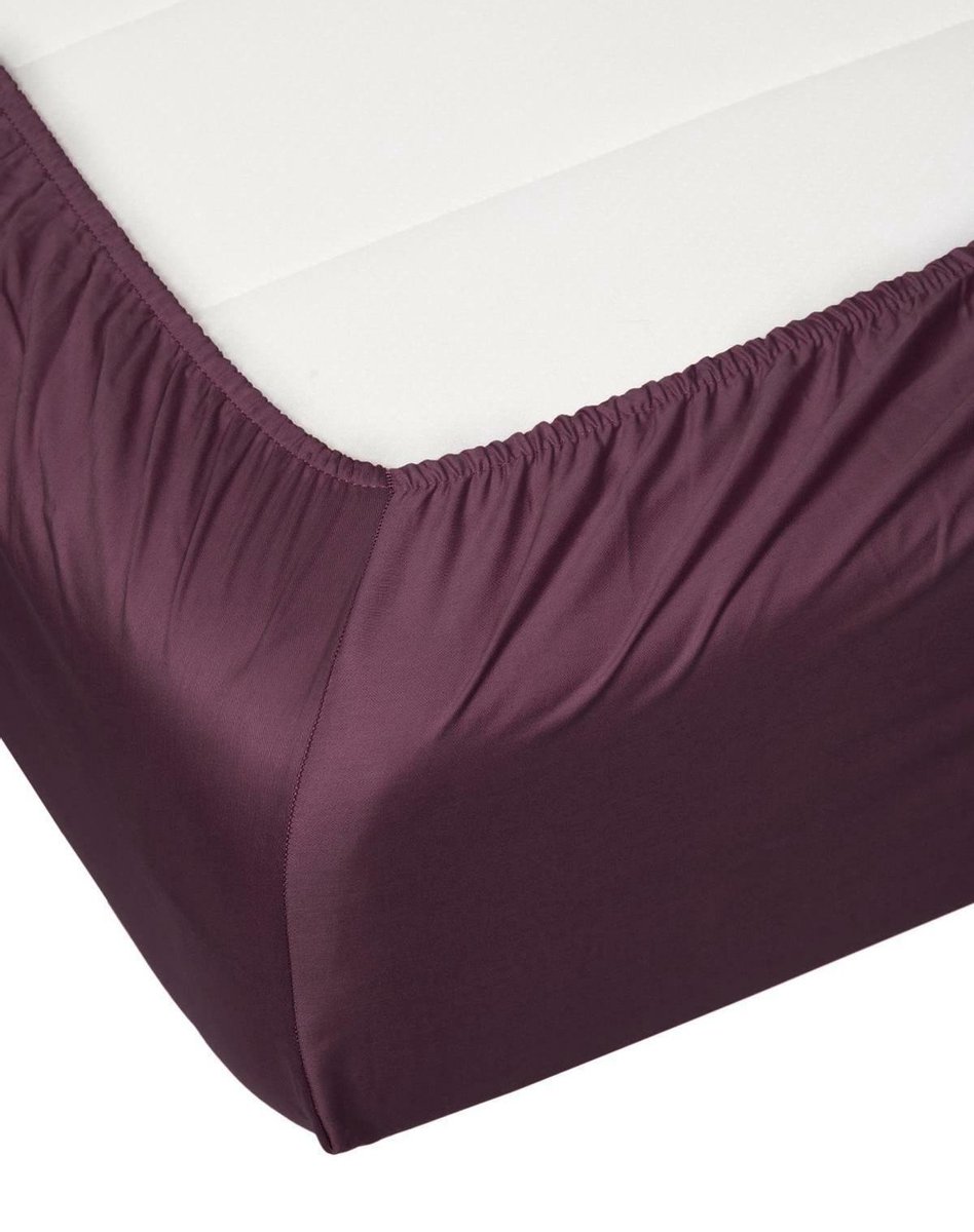 Essenza Satin Hoeslaken - 100% Katoen-satijn - 1-persoons (80x200 Cm) - Marsala - Paars