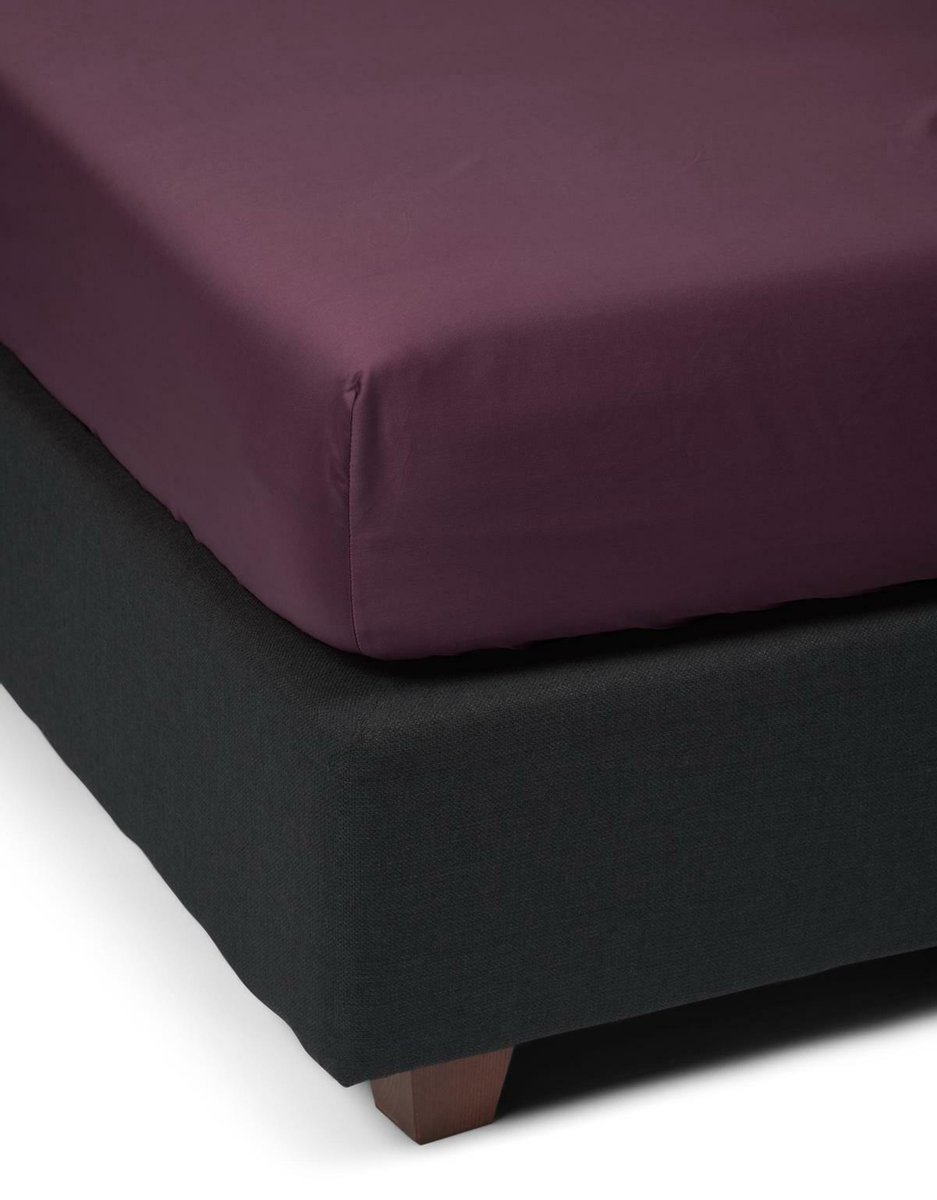 Essenza Satin Hoeslaken - 100% Katoen-satijn - 1-persoons (80x200 Cm) - Marsala - Paars