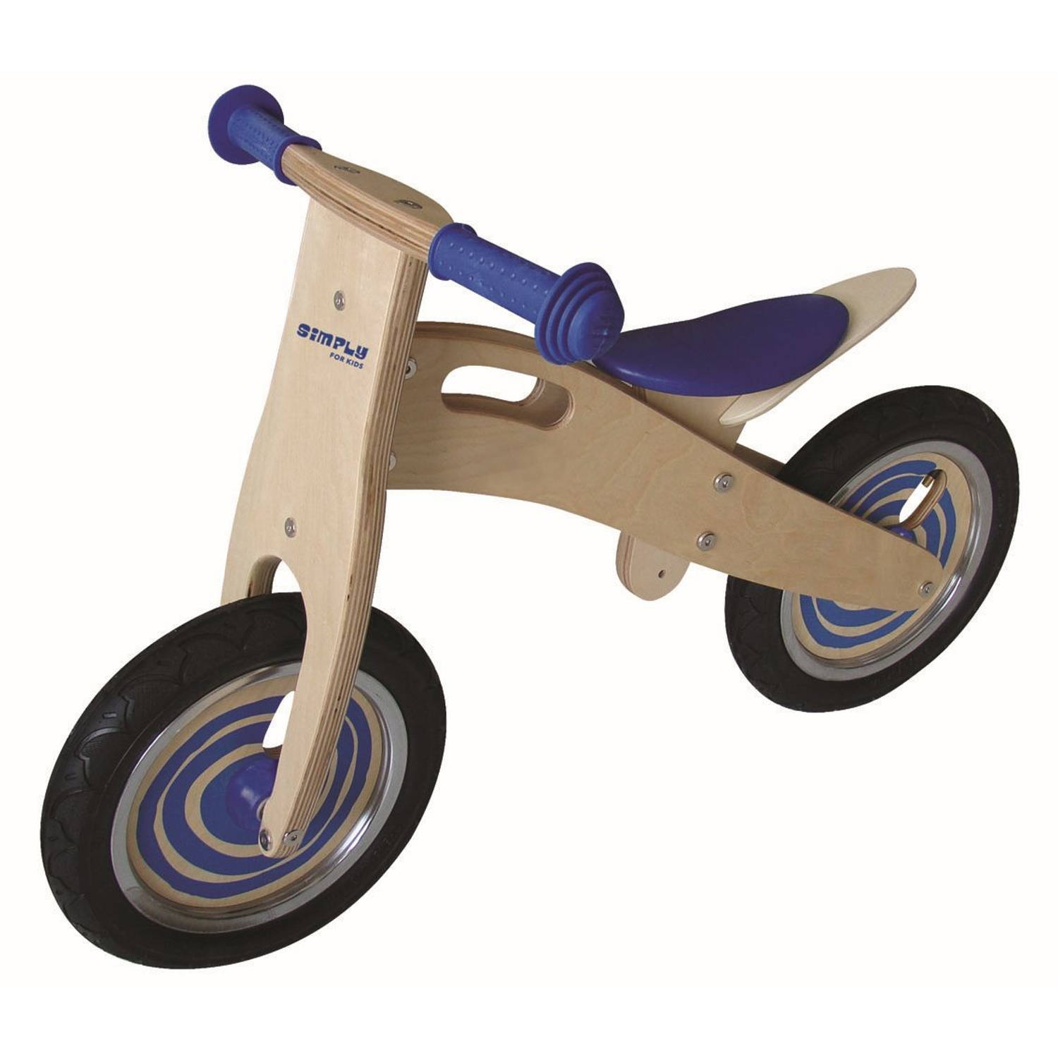 Diversen Houten Loopfiets Naturel- - Blauw