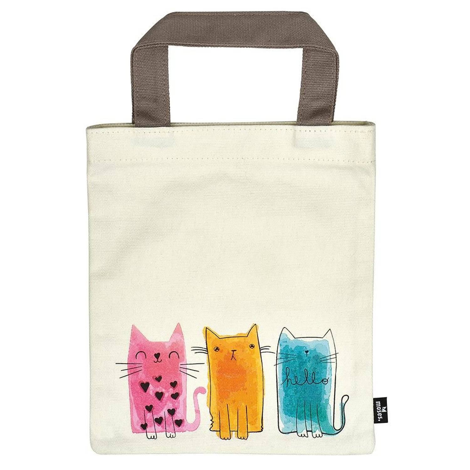 Moses Libri_x Shopper Katten 20x25 Cm - Bruin