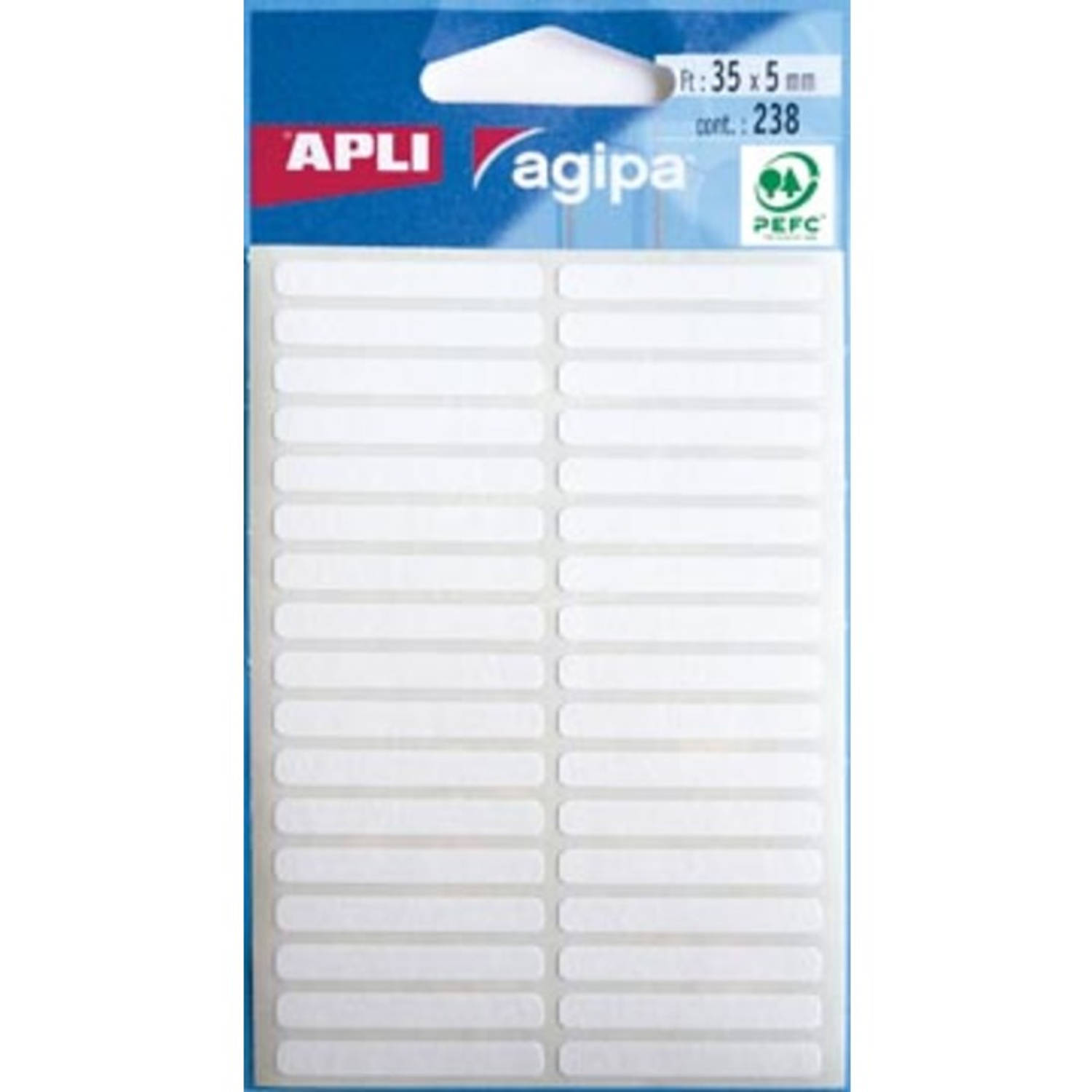 Agipate Etiketten In Etui Ft 5 X 35 Mm (B X H),238 Stuks, 34 Per Blad - Wit