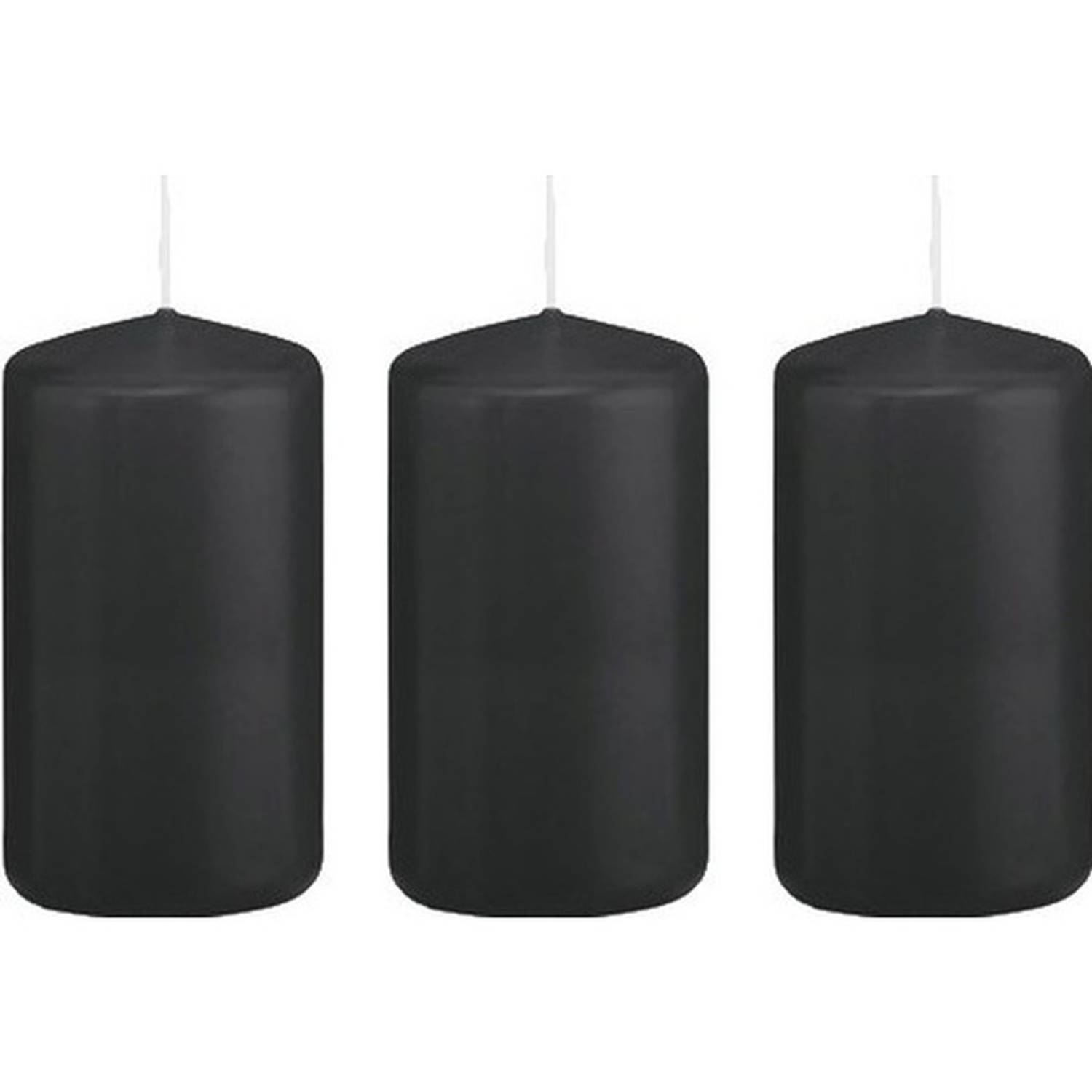 3x Stuks Stompkaarsen 10 Cm - Zwart