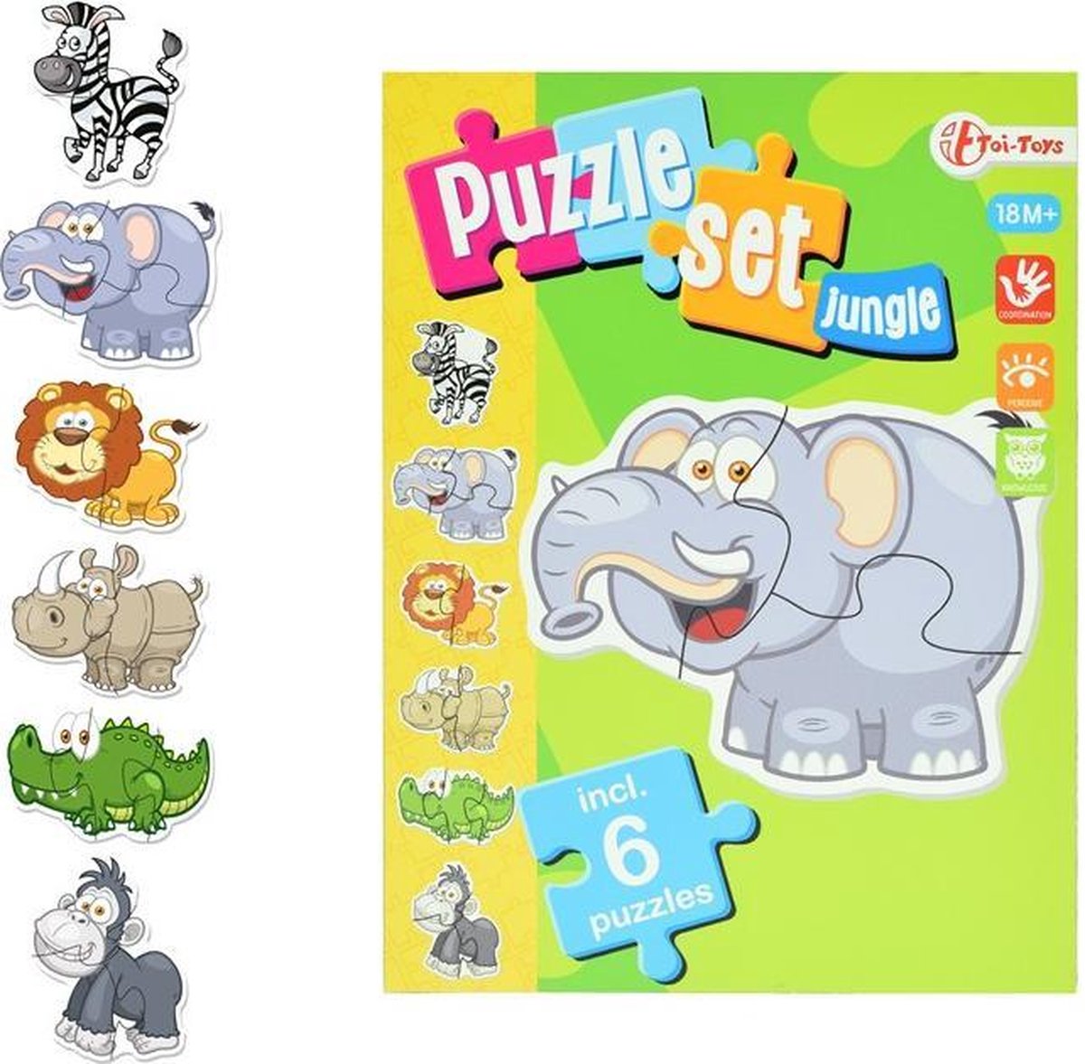 Toi-Toys Jungle Puzzelset Incl 6 Puzzels