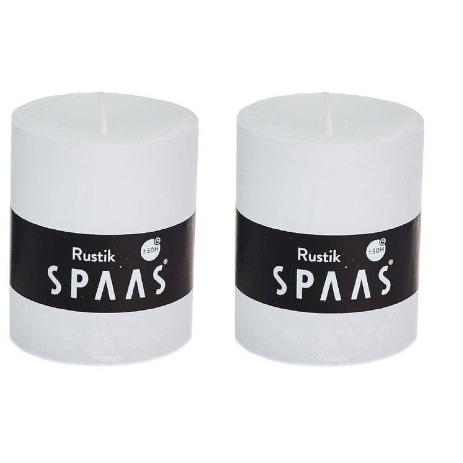 Spaas 2xte Rustieke Cilinderkaarsen/stompkaarsen 7 X 8 Cm 30 Branduren - Geurloze Kaarsen - Woondecoraties - Wit