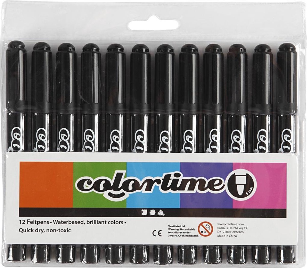 Colortime Stiften Lijndikte 5 Mm 12 Stuks - Zwart