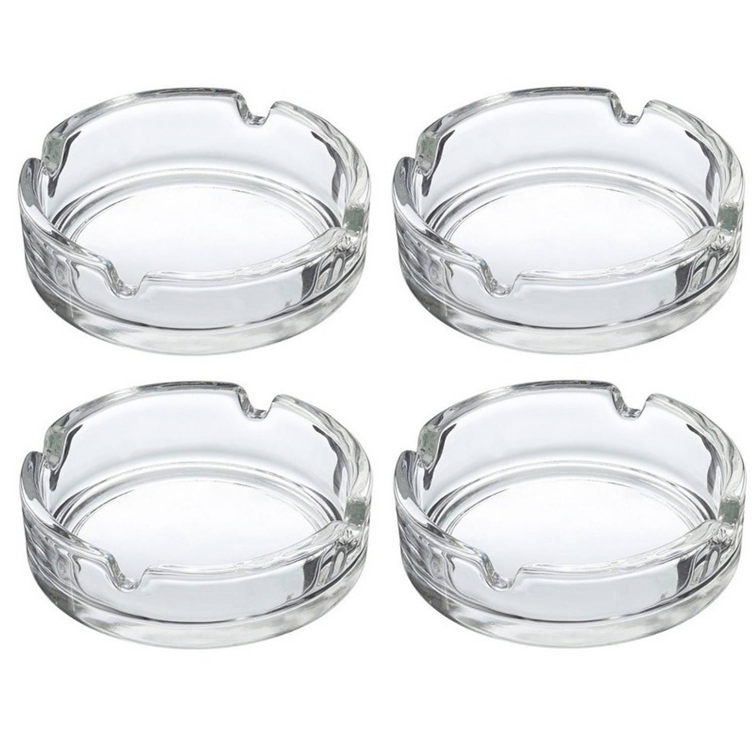 4x Basic Asbak Van Glas 10 Cm - Glazen Asbakken