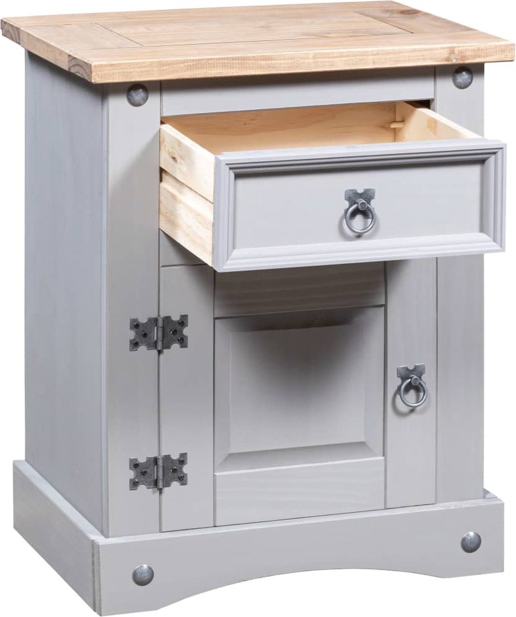 Vidaxl Nachtkastje 53x39x67 Cm Mexicaans Grenenhout Corona-stijl - Grijs