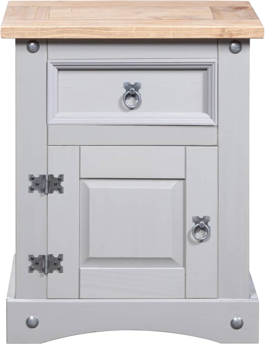 Vidaxl Nachtkastje 53x39x67 Cm Mexicaans Grenenhout Corona-stijl - Grijs