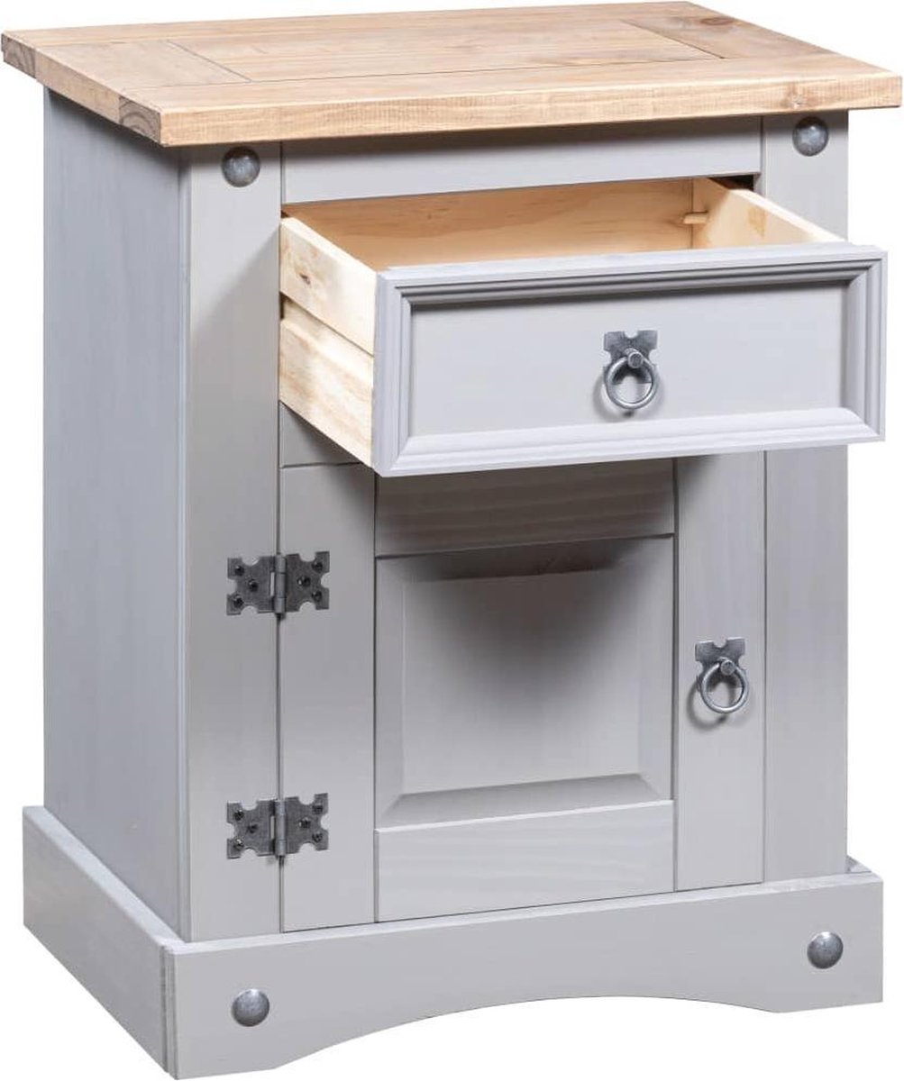 Vidaxl Nachtkastje 53x39x67 Cm Mexicaans Grenenhout Corona-stijl - Grijs