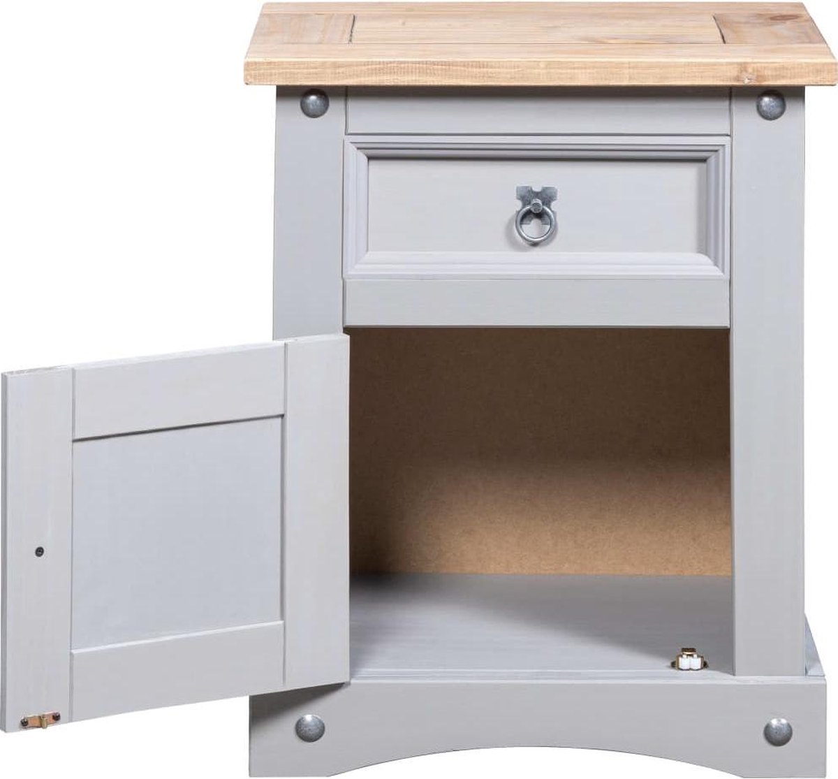 Vidaxl Nachtkastje 53x39x67 Cm Mexicaans Grenenhout Corona-stijl - Grijs