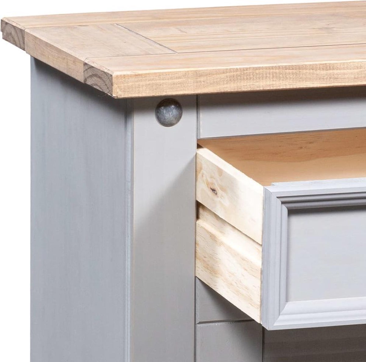 Vidaxl Nachtkastje 53x39x67 Cm Mexicaans Grenenhout Corona-stijl - Grijs