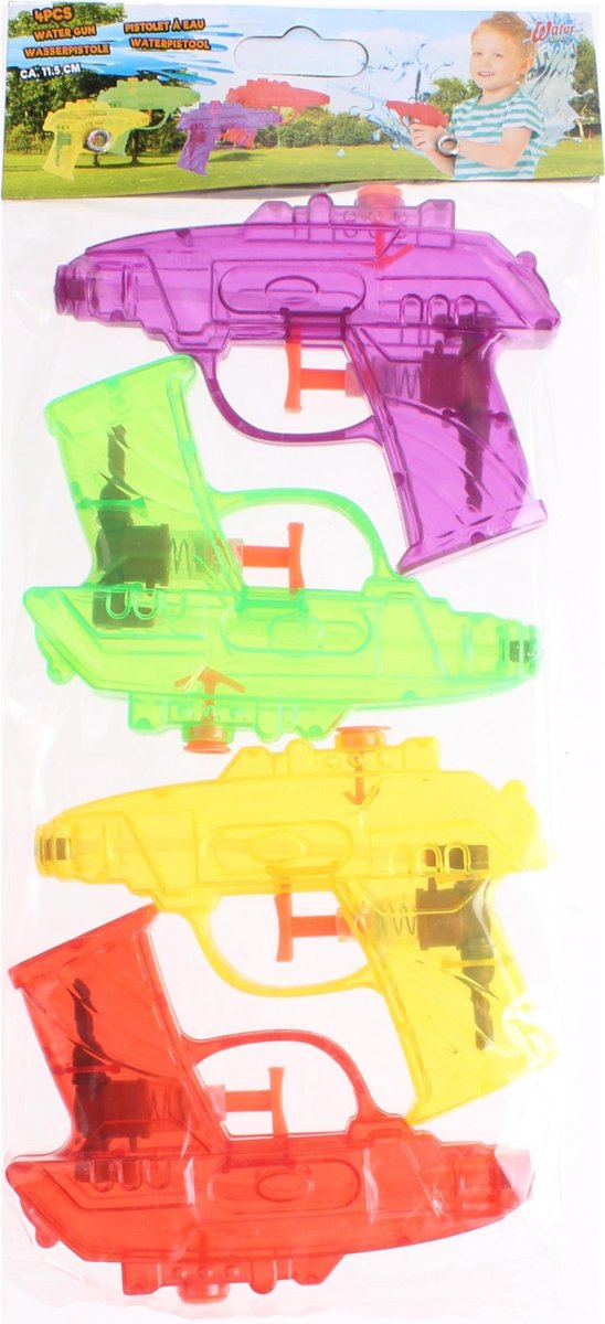 Waterzone Waterpistolen 11,5 Cm 4 Stuks Multicolor - Groen