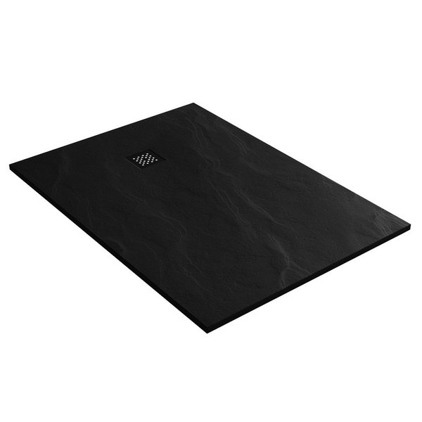 Saniclass Relievo Crag douchebak 100x140cm antislip antibacterieel mineraalmarmer mat DB-RC100x140Z - Zwart