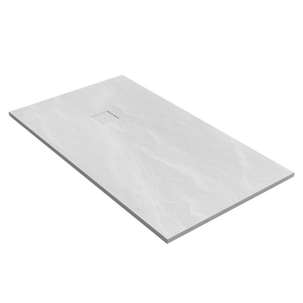 Saniclass Relievo Crag douchebak 90x160cm antislip antibacterieel mineraalmarmer mat wit DB-RC90x160W