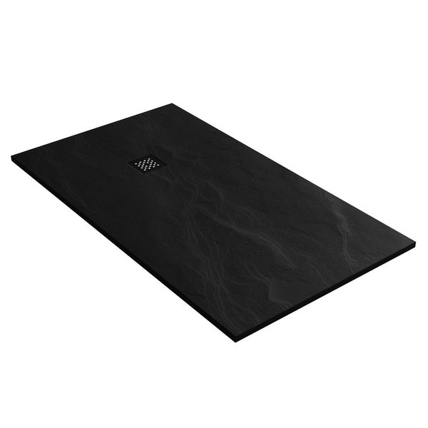 Saniclass Relievo Crag douchebak 90x160cm antislip antibacterieel mineraalmarmer mat DB-RC90x160Z - Zwart