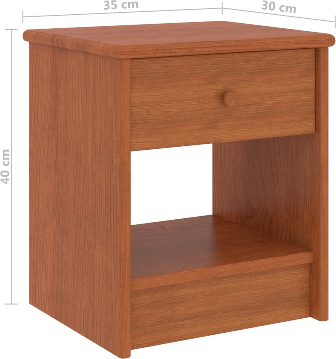 Vidaxl Nachtkastje 35x30x40 Cm Massief Grenenhout Honing - Bruin