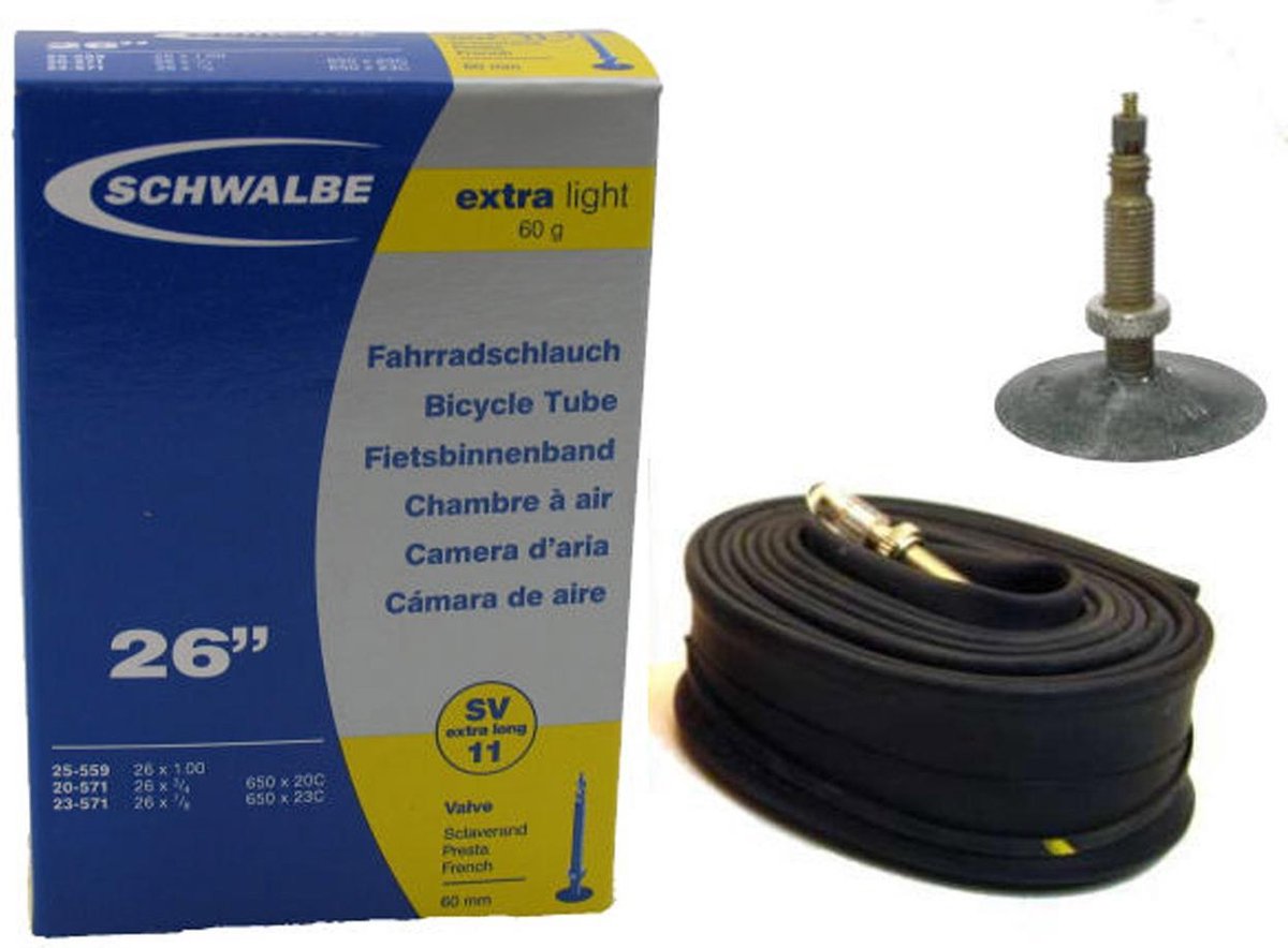 Schwalbe Binnenband Sv11 26 Inch (25-559/23-571) Fv 60 Mm - Zwart