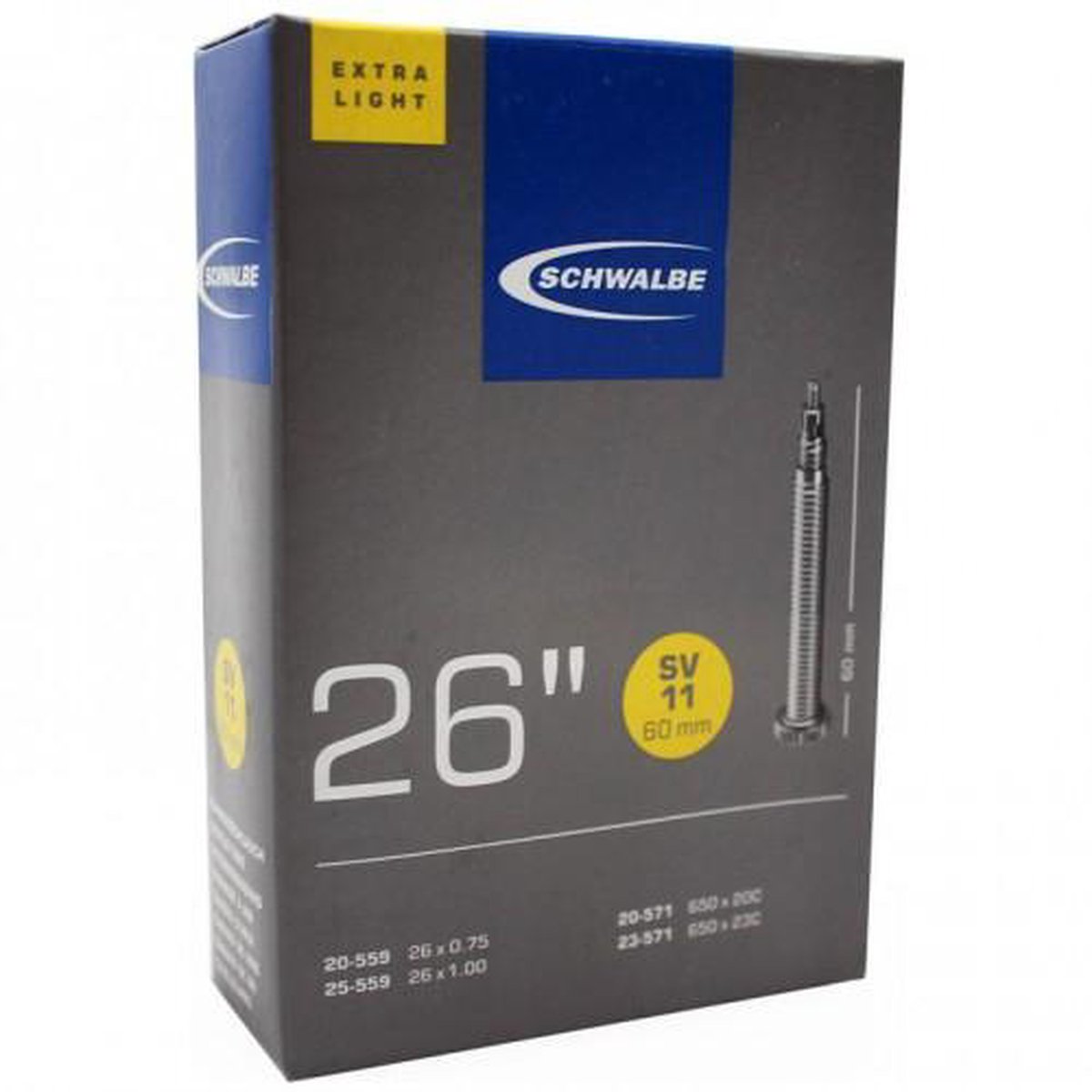 Schwalbe Binnenband Sv11 26 Inch (25-559/23-571) Fv 60 Mm - Zwart