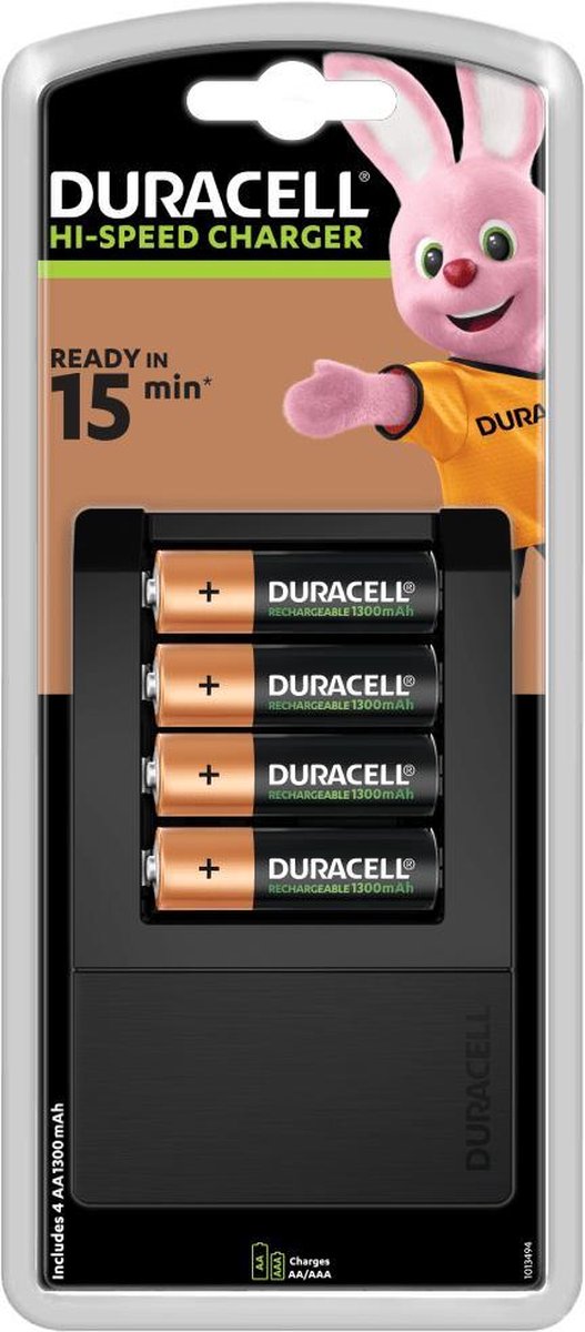 Duracell Universele batterijlader + 2 AA-batterijen + 2 AAA-batterijen (CEF15)