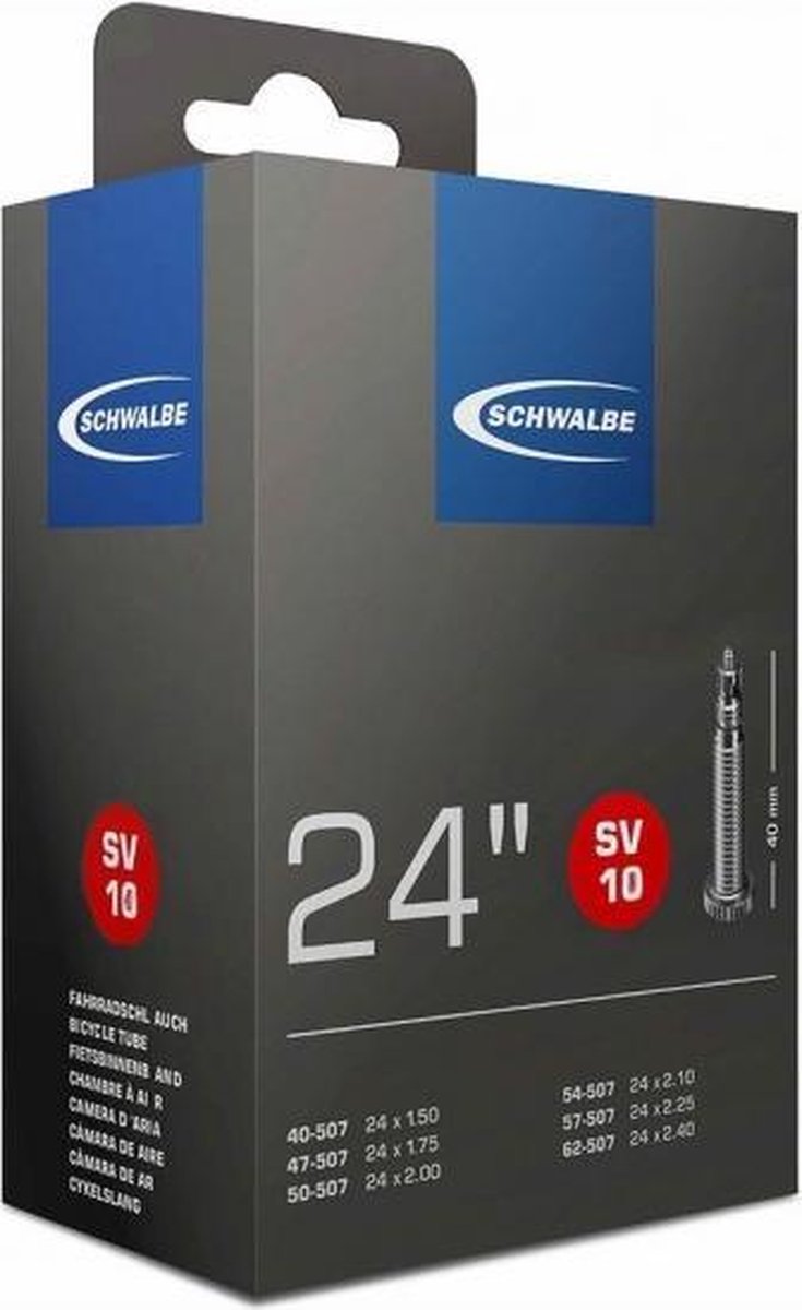 Schwalbe Binnenband Sv10 24 X 1.50/2.50 (40/62-507) Fv 40 Mm - Zwart